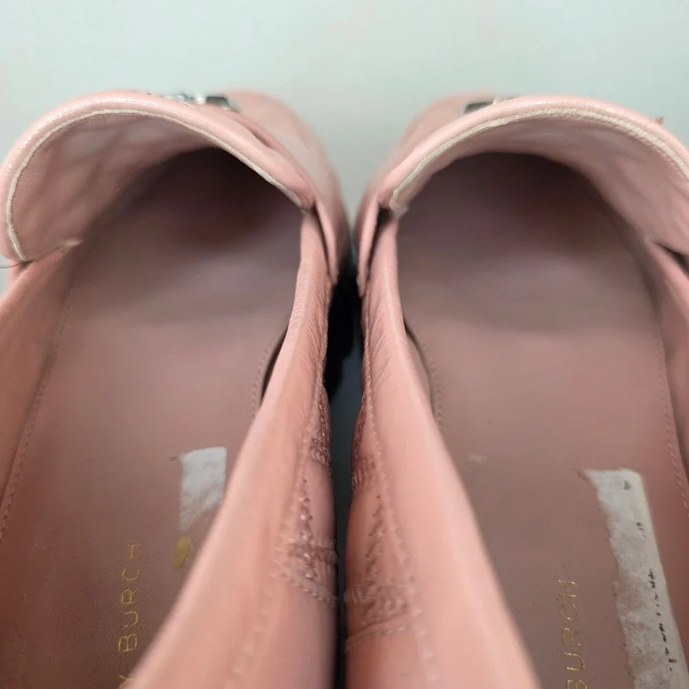 Tory Burch Mini Everly Chunky Leather Loafer 9M Pink Quilted Patent Lug Sole